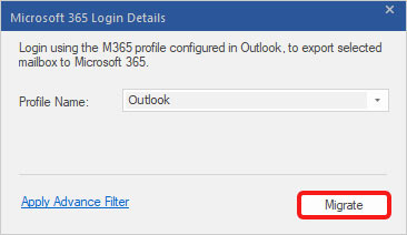 selecting the profile, click on Migrate