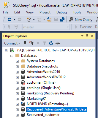 Wiederherstellung der Datenbank in SQL Server