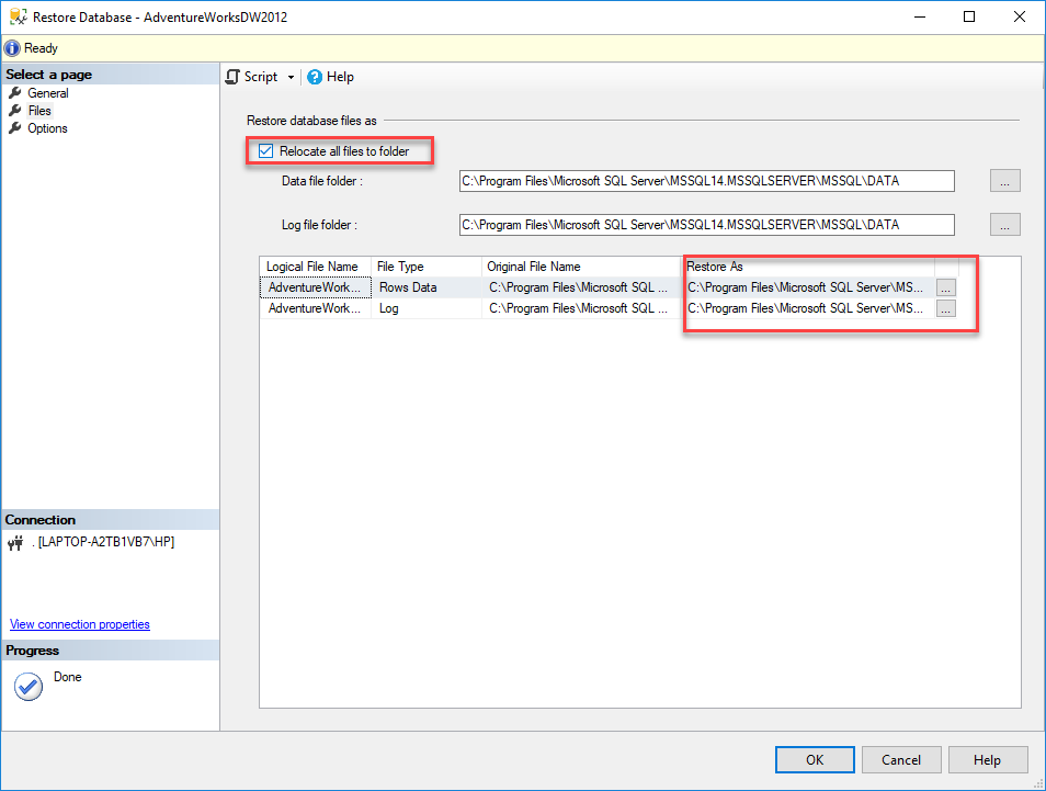 SQL Server Error 3156 Database