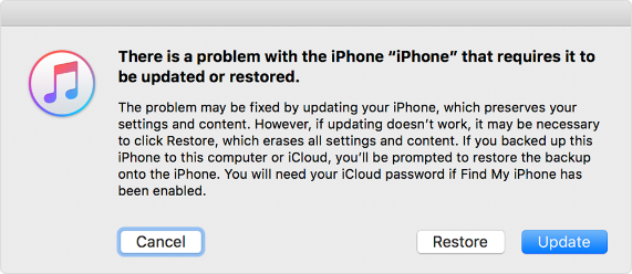 Iphone Problem Requires Update or Restore