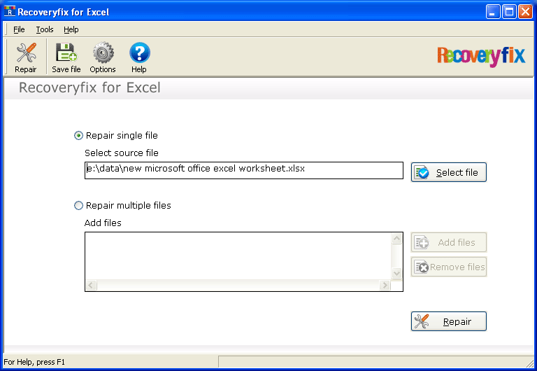 Recoveryfix for Excel Tool