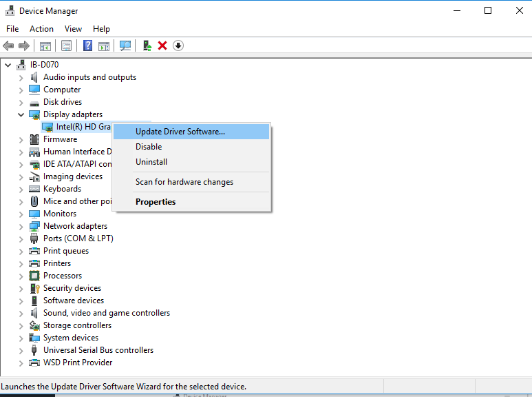 Figure: Update Driver Software from Device Manager