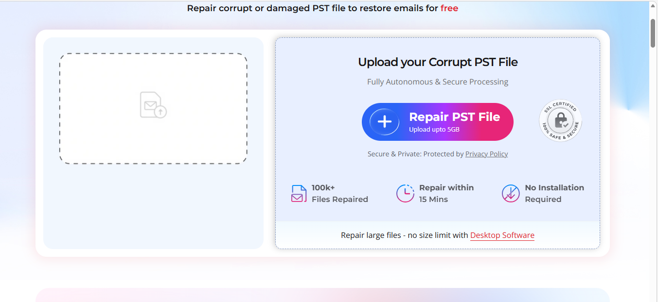 Upload PST file