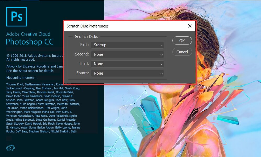 Photoshop CC Scratch Disk Preferences