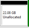 unallocated space from the Disk Management