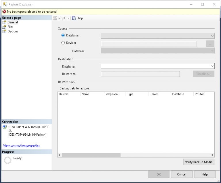 Sql database stuck in restoring state