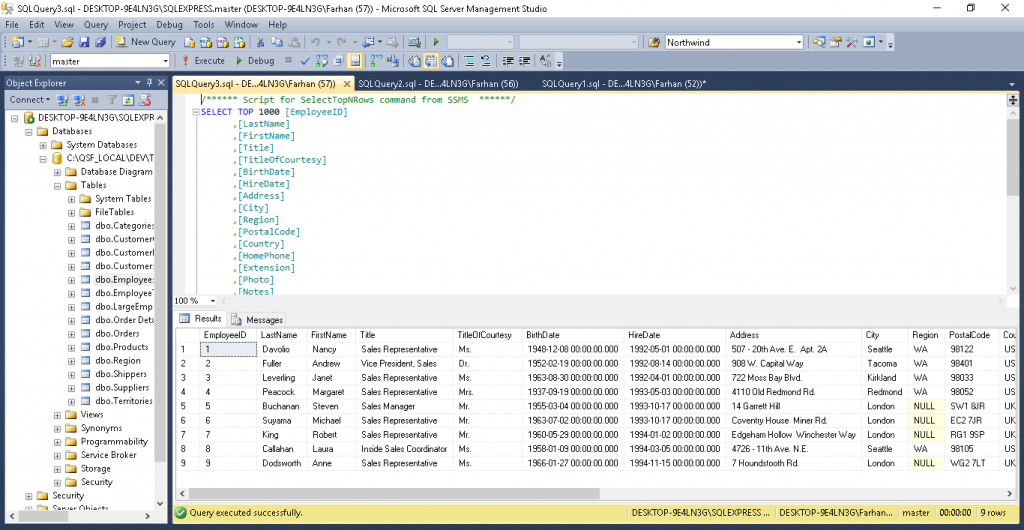 Click Execute and refresh the database. Now, you can access your database.