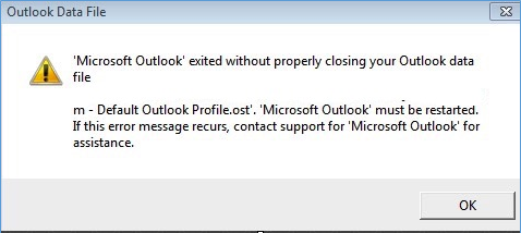 microsoft outlook is not working properly error message