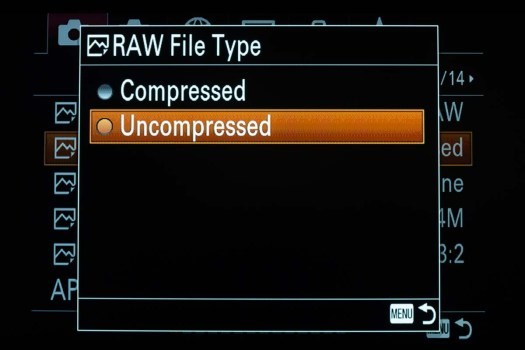 RAW Compression options in Sony a7III
