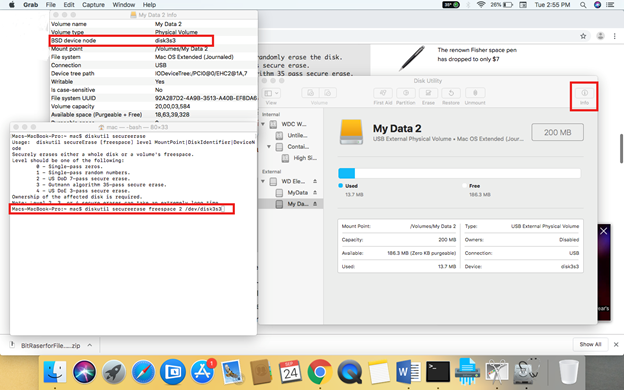 selected Mac hard drive