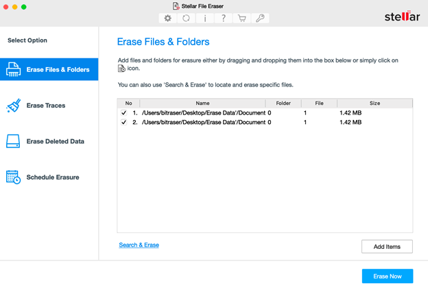 choose the Erase Files & Folders option
