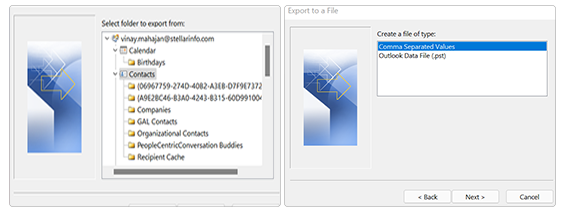 Select all the contacts you wish to export
