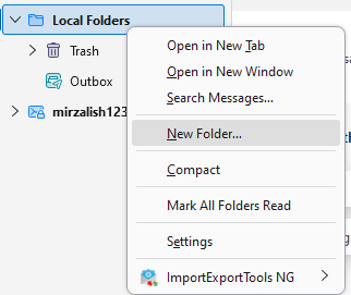 right-click on the Local Folders