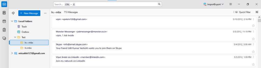 MBOX file is imported into Thunderbird