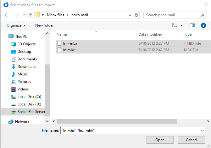 Choose the MBOX file
