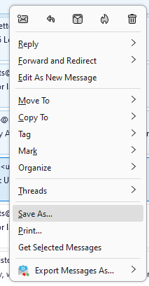 Choose the emails you want to save as EML