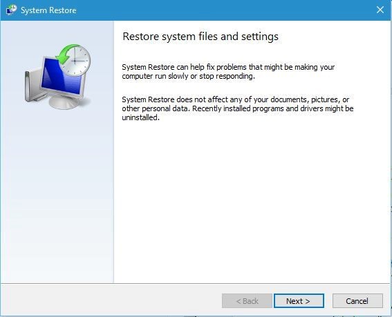 Perform System Restore on Windows