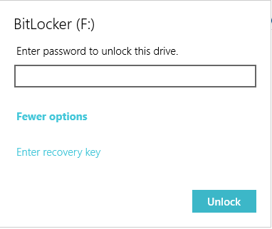 Enter recovery key- Bitlocker