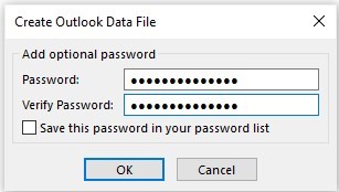 creating outlook data file