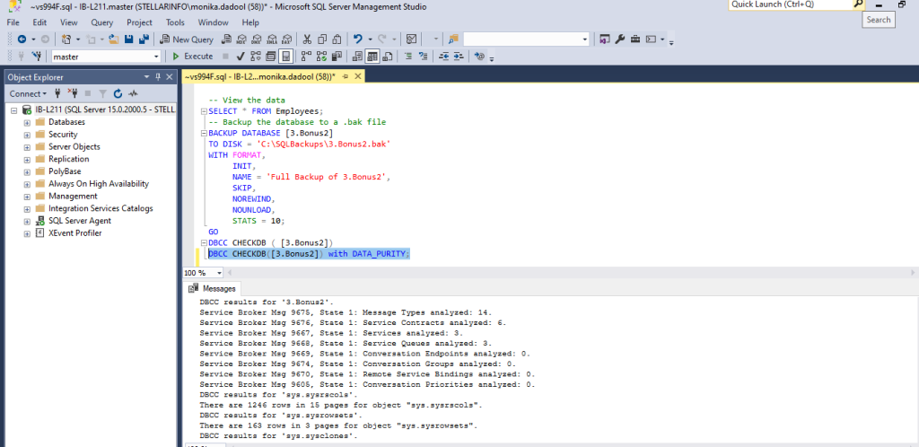 Running DBCC CHECKDB with DATA_PURITY