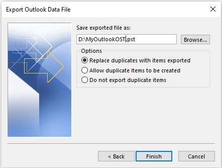 export outlook data file