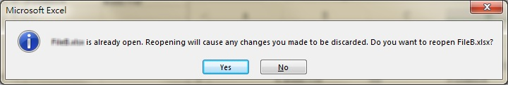 Navigate to the File menu, select Open, double-click on the open workbook's name in Excel, and confirm by clicking Yes to reopen the workbook.