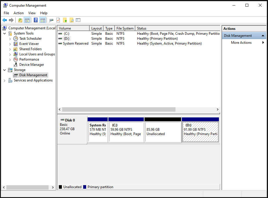 Partition in Disk Management