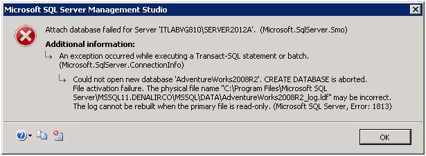 Database Failed Error