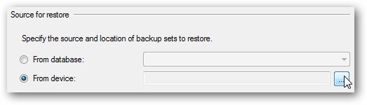 Restore Database window