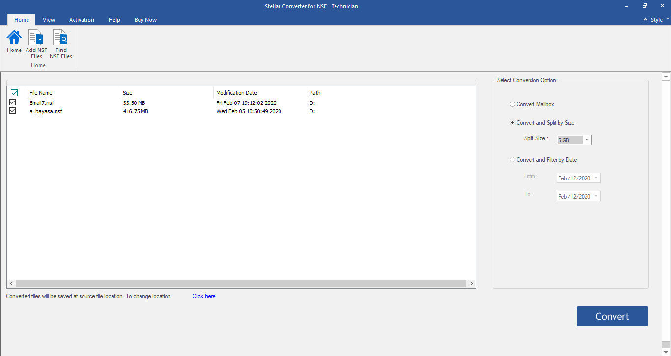 batch conversion with nsf files