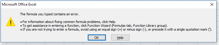 Microsoft Excel - Dialog box