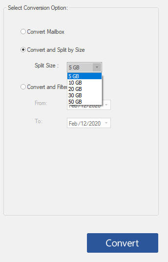 convert and split by size