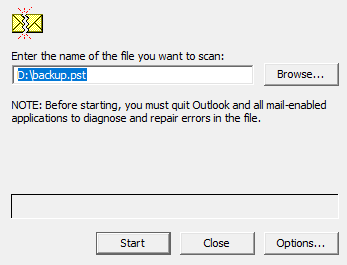 Click Browse to search Outlook Data File (PST) .