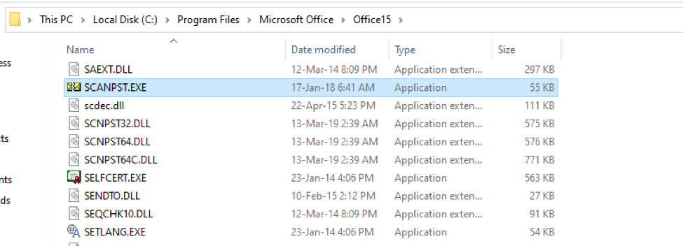 Locating Scanpst.exe utility in WIndows Outlook
