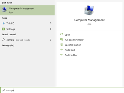 Windows  إدارة الكمبيوتر