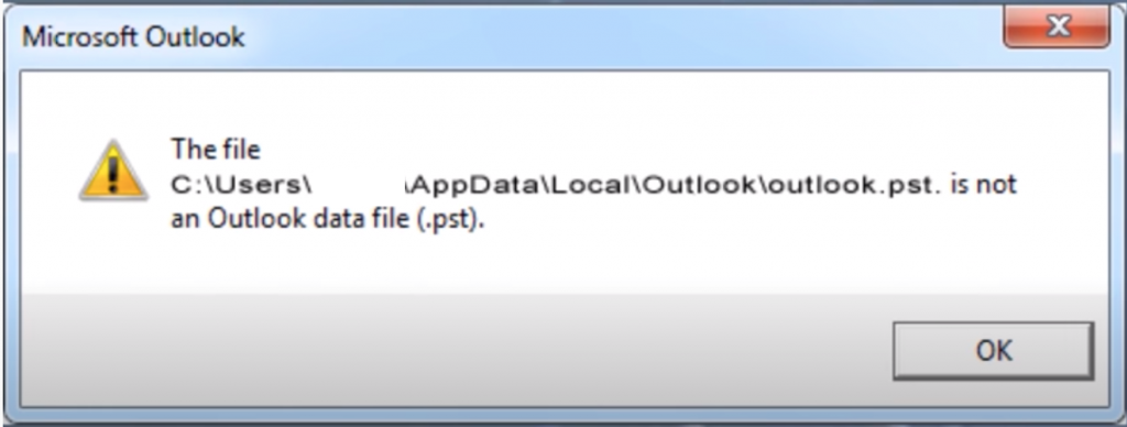 Outlook Error: The file c:\....\xxx.pst is not an Outlook data file (.pst)