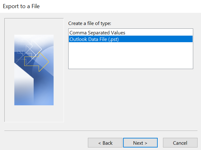 Export to Outlook Data File