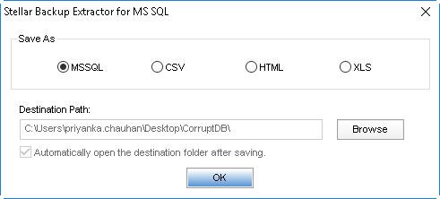 SQL backup file saving formats
