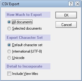 حدد الخيار المطلوب من نافذة تصدير CSV