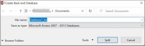 Create access back-end database