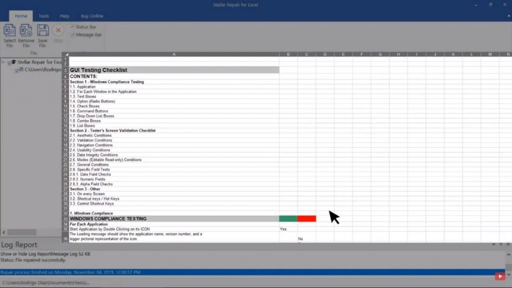 Excel file repaired