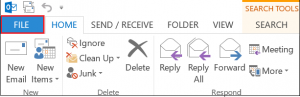 Outlook file menu