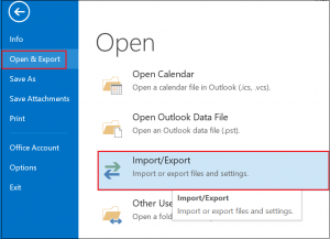 Import or export Outlook files and settings