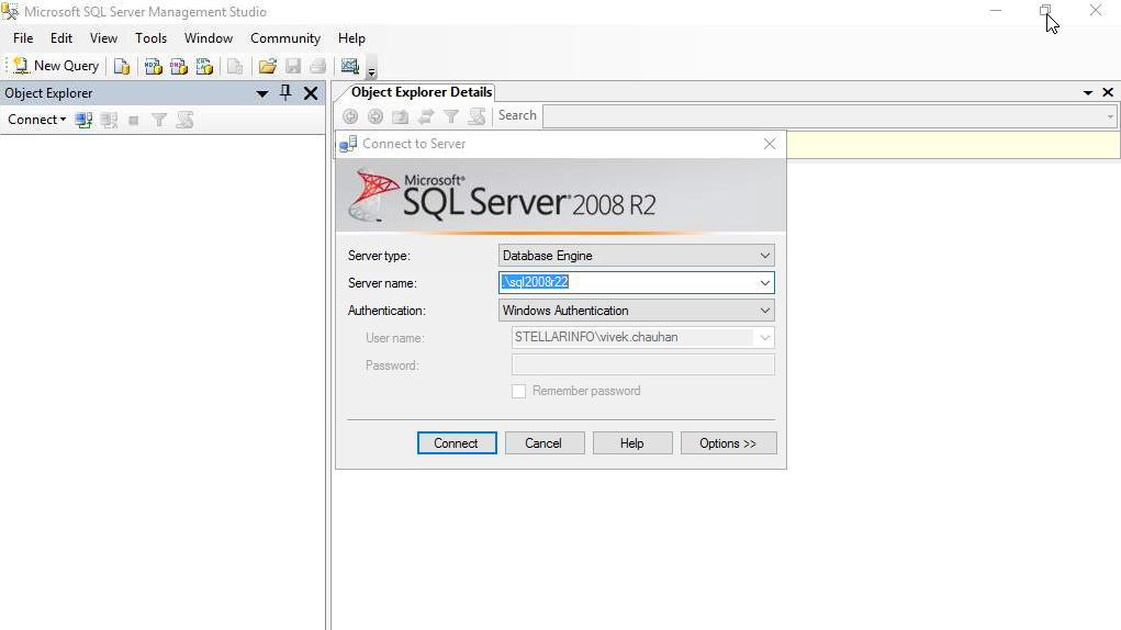 Connect to SQL Server Database in SSMS