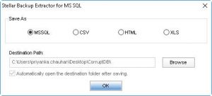 تنسيقات حفظ ملف النسخ الاحتياطي SQL