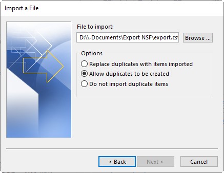 Select the csv file you want to export
