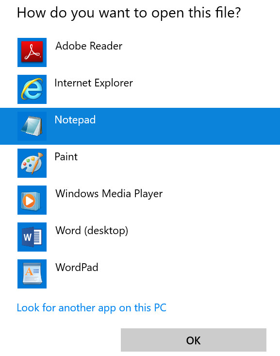 Select program to open Windows hosts file