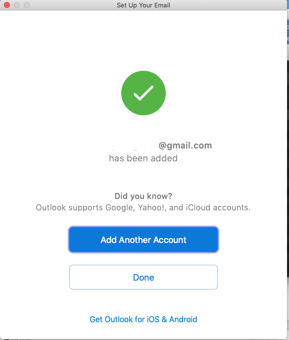 add gmail account to Outlook for Mac