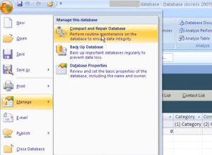 Compact and Repair Access 2007 database