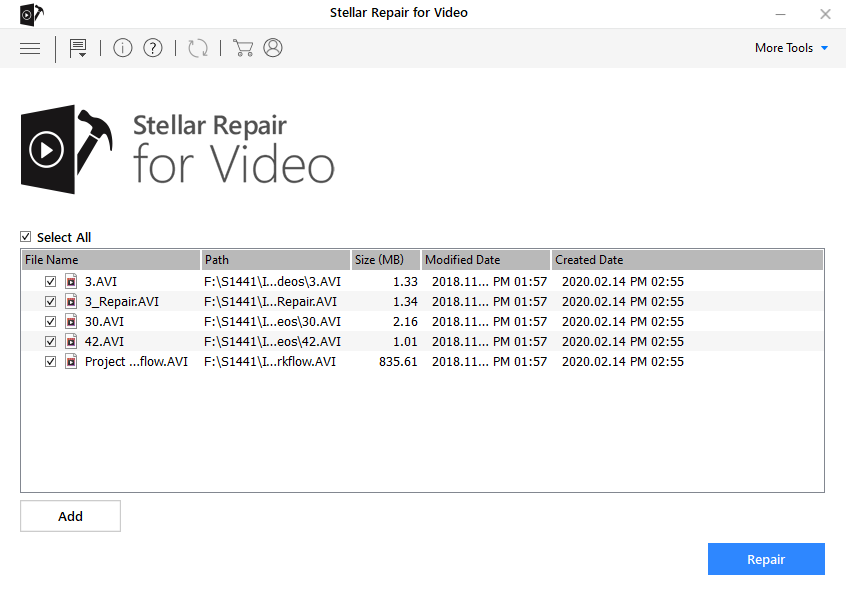 أضف ملف الفيديو 3gp التالف - Stellar Repair For Video 